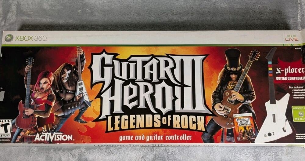 Guitar Hero III 3 Legends of Rock X-plorer Guitar Xbox 360 Box